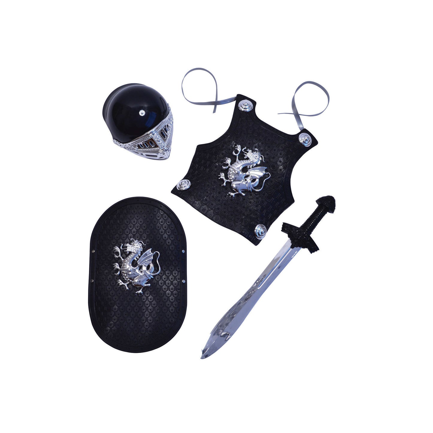 Kids Knight Black Armour and Weapon Set