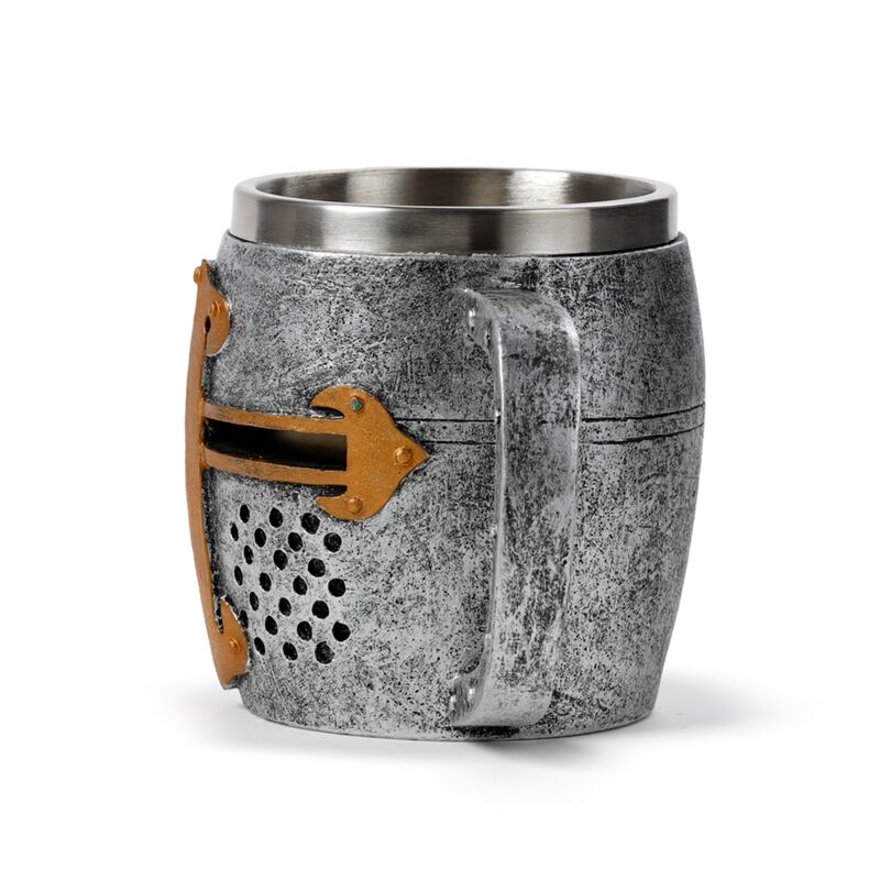 Medieval Knight Silver & Gold Helmet Tankard