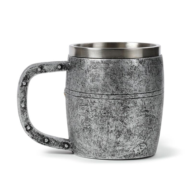 Medieval Knight Silver & Gold Helmet Tankard