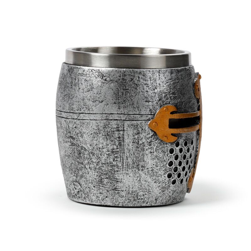 Medieval Knight Silver & Gold Helmet Tankard
