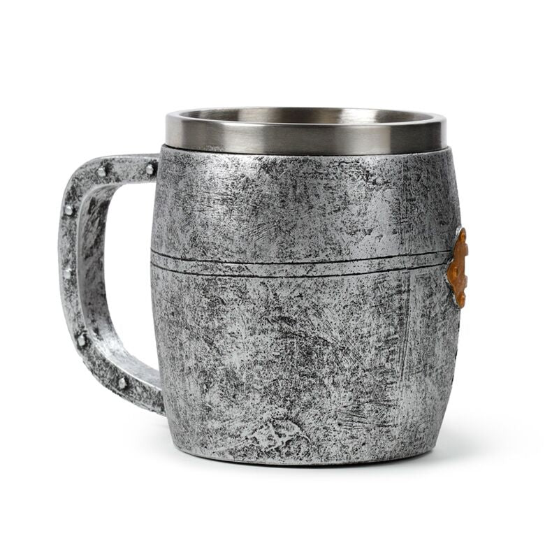 Medieval Knight Silver & Gold Helmet Tankard
