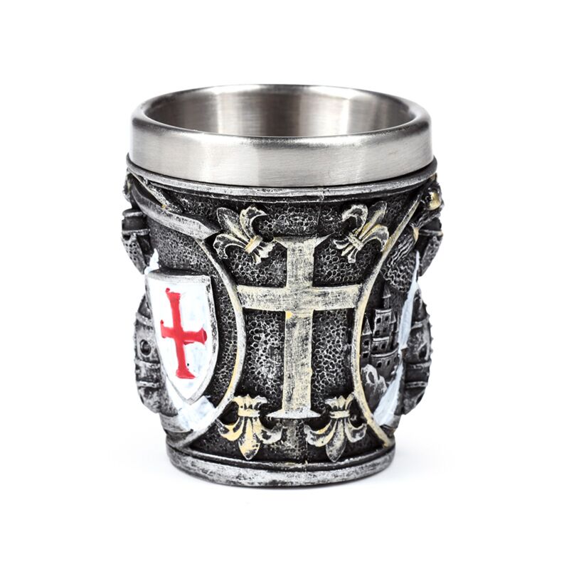 Medieval Knight with White & Red Shield Shot Glass