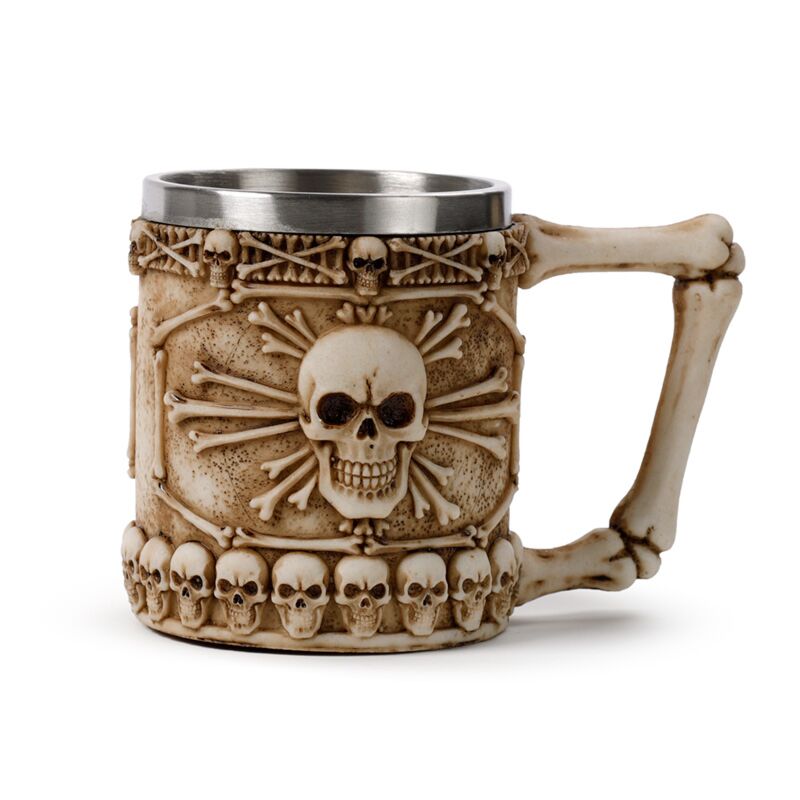 Skull & Bone Tankard with Bone Handle