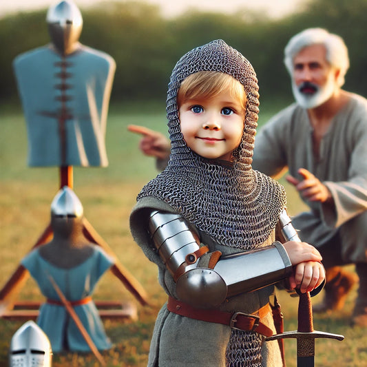 Child in Medieval Armour doing HEMA training