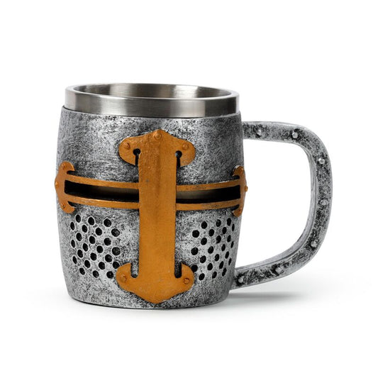 Medieval Knight Silver & Gold Helmet Tankard