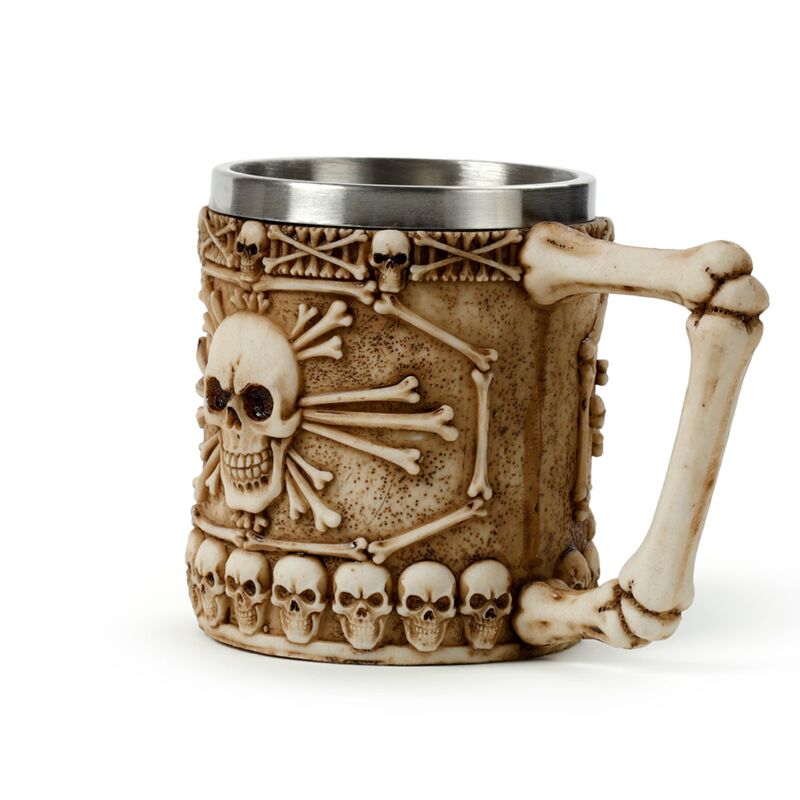 Skull & Bone Tankard with Bone Handle