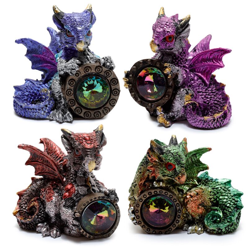 Elements Gemstone Shield Dragon - 5cm