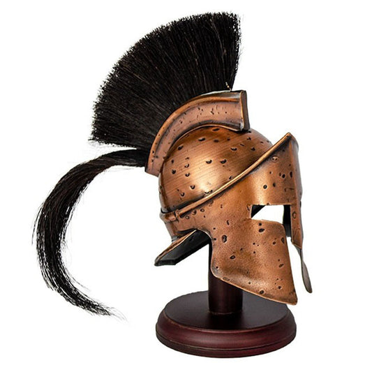 Mini Spartan Helmet (Antique Bronze) with Stand