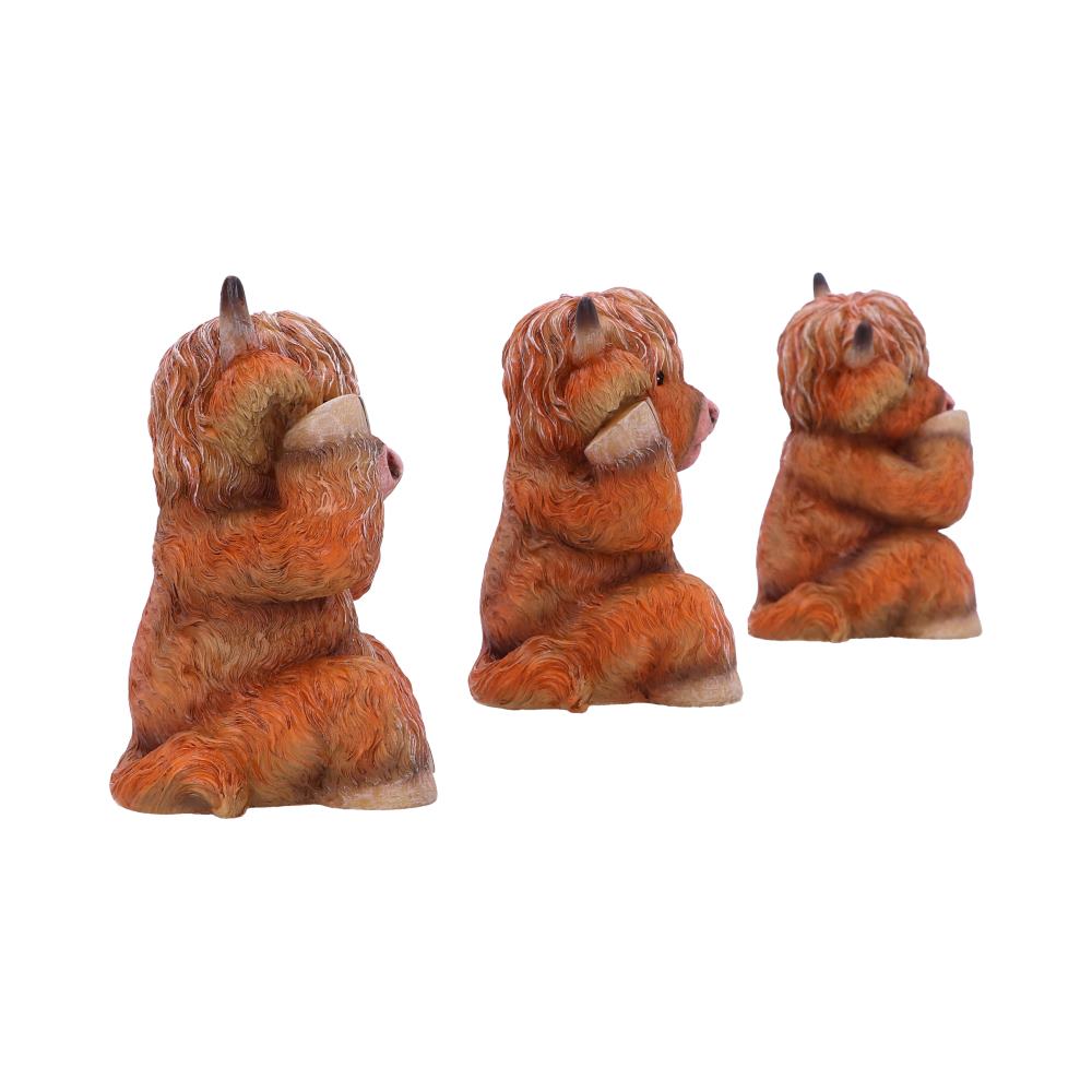 Three Wise Highland Cow Figurines