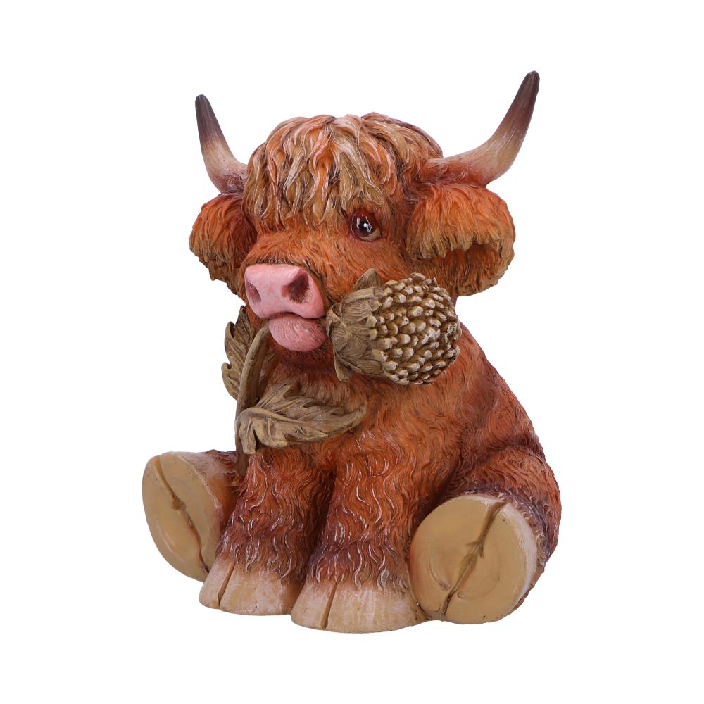Highland Cow with Thistle Figurine