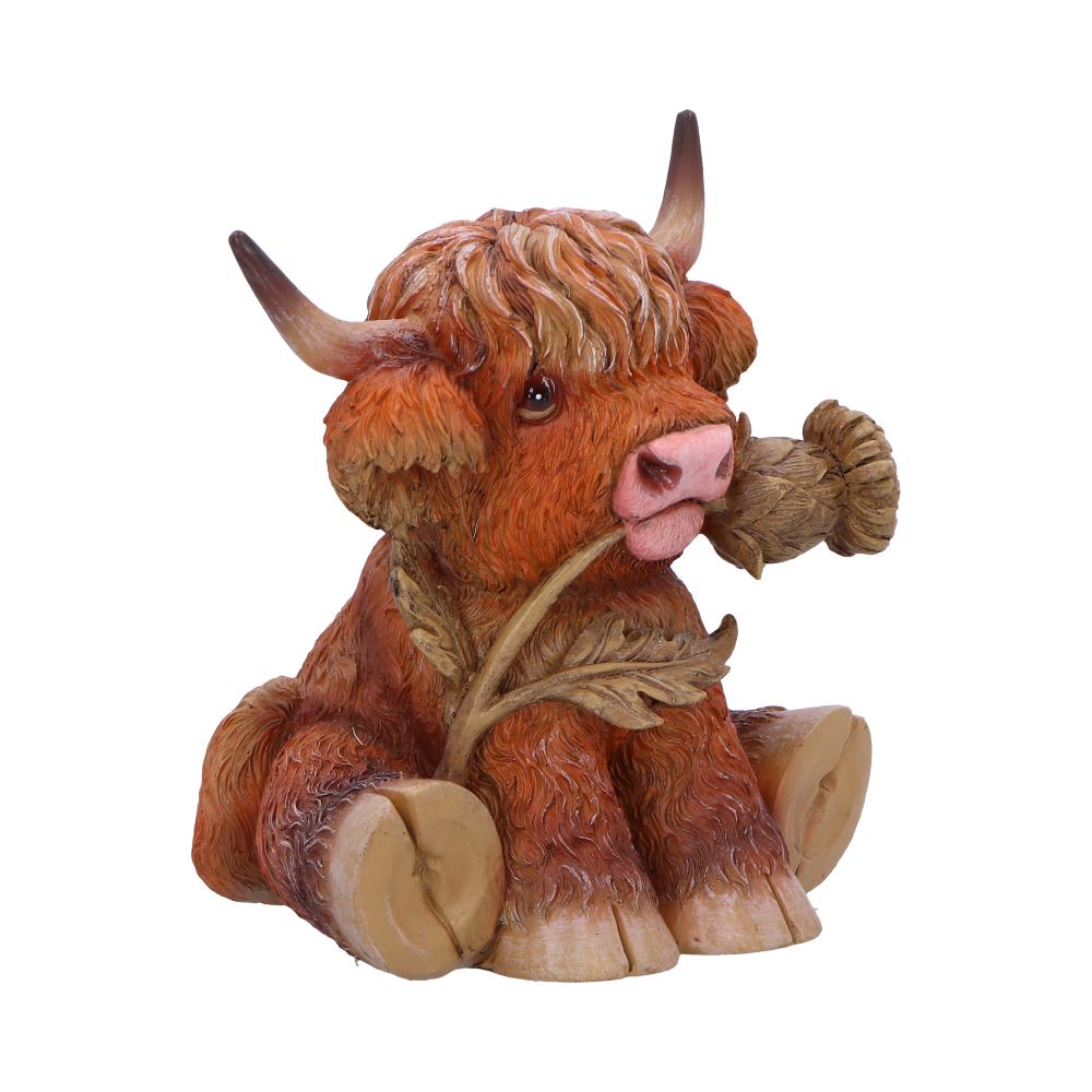 Highland Cow with Thistle Figurine