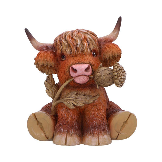 Highland Cow with Thistle Figurine